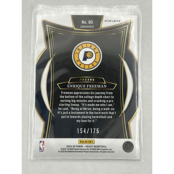 2024-25 Select Enrique Freeman Concourse RC Maroon Prizm /175 Pacers - Picture 2 of 2